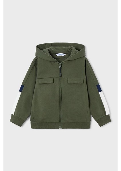 Erkek Çocuk Renk Bloklu Kapüşonlu 3 Parça Eşofman Takımı - Haki/krem fiyatları