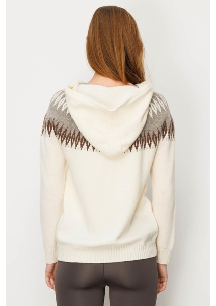 Kadın Kapüşonlu Robası Baklavalı Hırka Kemik fırsatları