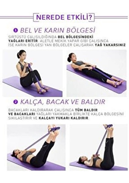 Vücut Şekillendirici Bady Trimmer Egzersiz Karın El Ayak Direnç Lastiği Mor modelleri