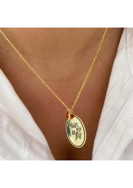 Gümüş Temmuz Doğum Taşı Yakut Kolye Çiçek Desenli Zarif Tasarım indirimleri