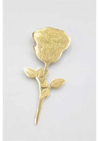 Çelik Gül Broş - Altın