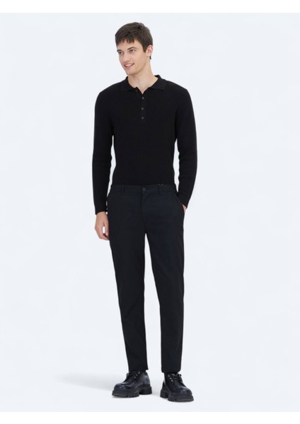 Siyah Dokuma Jogging Fit Casual Pantolon