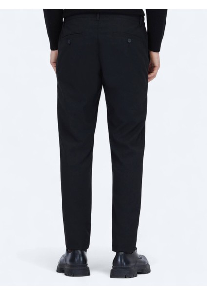 Siyah Dokuma Jogging Fit Casual Pantolon fırsatları