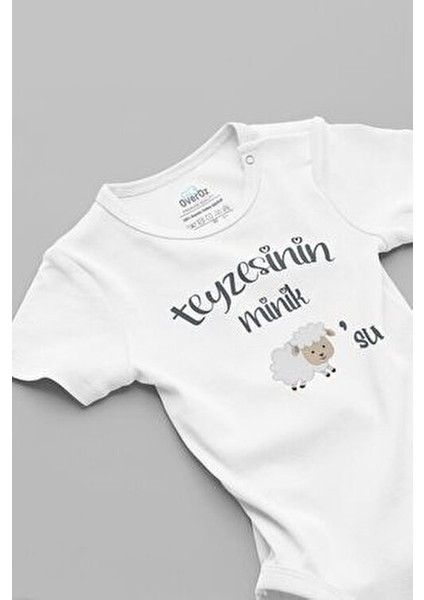 %100 Pamuk Teyzesinin Minik Kuzusu Bebek Body Kısa Kollu Badi Çıtçıtlı Teyze Yazılı Zıbın 5135-T