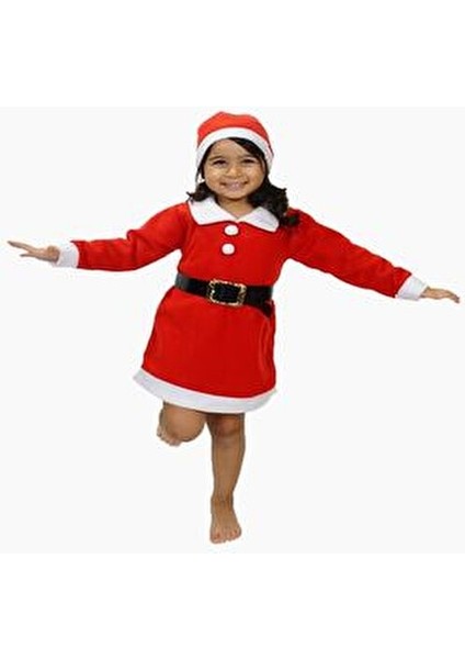 Kız Çocuk Kırmızı Noel Elbise Kostümü Yılbaşı 1-9 Yaş Cinsiyet: Kadın Noel Baba Temalı
