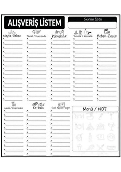 Alış Veriş Listesi Beyaz Renkli Malzeme ile Kullanışlı Özellikler Sunar fiyatları