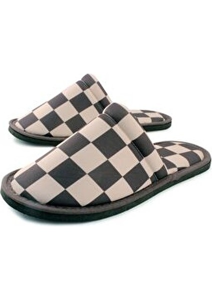 Siyah Beyaz Dama Desenli Yumuşak Tabanlı Ev Terlik Kadın Kullanımı İçin Tekstil Malzeme fırsatları