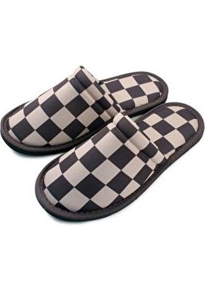 Siyah Beyaz Dama Desenli Yumuşak Tabanlı Ev Terlik Kadın Kullanımı İçin Tekstil Malzeme indirimleri