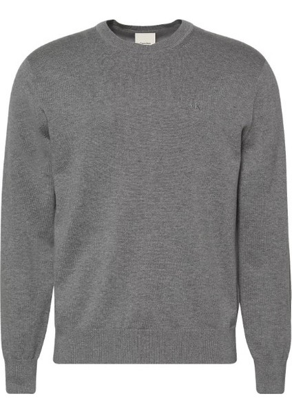 Erkek Bisiklet Yaka Supima Pamuklu Triko Kazak - Gri