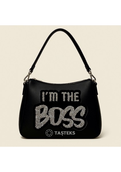 Taşlı Ütülenebilen Veya Sticker Olarak Kullanılabilen ' I'm The Boss ' Yazı Modeli modelleri