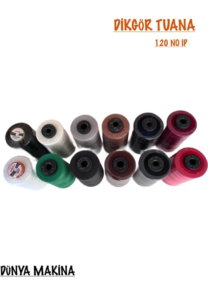 Dünya Makina Dikgör Tuana NO:120 12 Adet Renkli Dikiş İpliği 5000 mt modelleri