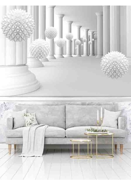 3 Boyutlu Kristal Toplar Desenli Isı ve Ses Yalıtımlı Sağlıklı Tekstil Duvar Kağıdı