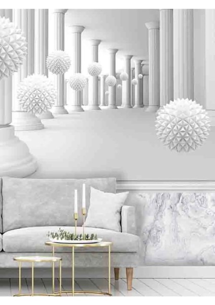 3 Boyutlu Kristal Toplar Desenli Isı ve Ses Yalıtımlı Sağlıklı Tekstil Duvar Kağıdı fiyatları