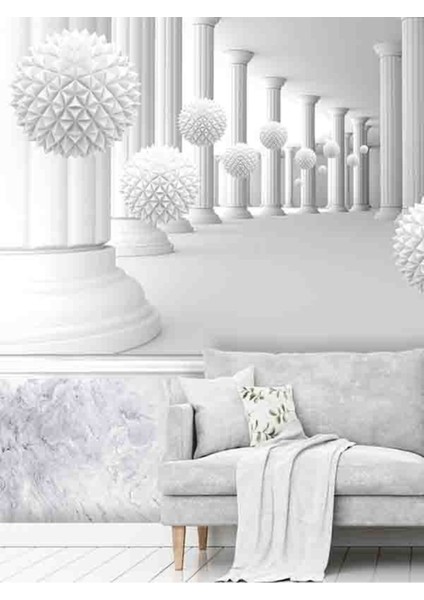 3 Boyutlu Kristal Toplar Desenli Isı ve Ses Yalıtımlı Sağlıklı Tekstil Duvar Kağıdı modelleri