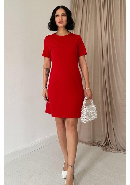 Mavi Kısa Kol Atlas Mini Elbise