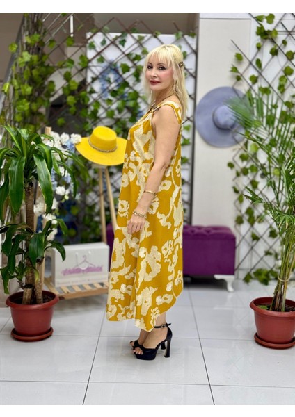 HL14037 Omzu Halkalı Askılı Viskon Hilal Elbise fiyatları