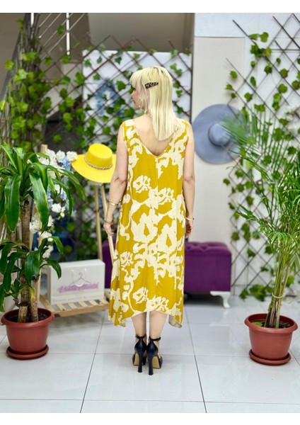 HL14037 Omzu Halkalı Askılı Viskon Hilal Elbise modelleri