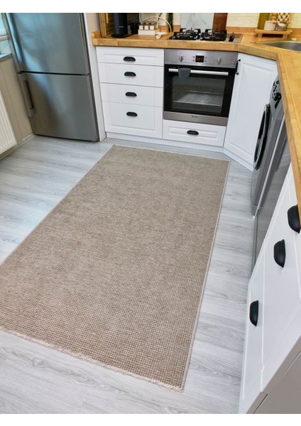 2412 Bej - Akrilik Dokuma Halı | Düz Renk Saçaklı Model indirimleri