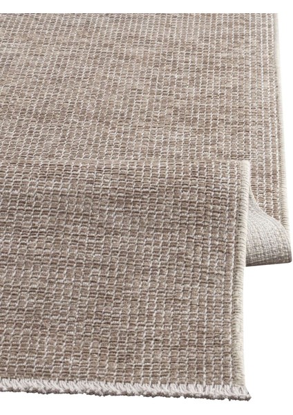 2412 Bej - Akrilik Dokuma Halı | Düz Renk Saçaklı Model