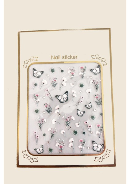Taşlı Kelebek Kendinden Yapışkanlı Tırnak Sticker fiyatları