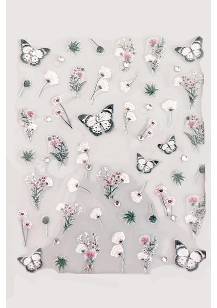 Taşlı Kelebek Kendinden Yapışkanlı Tırnak Sticker modelleri