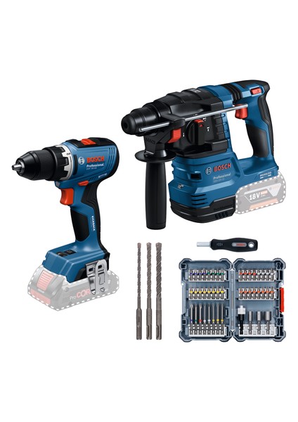 Gsr 18V-45 Akülü Vidalama + Gbh 18V-22 Kırıcı Delici 2 x 4 Ah Akülü Kombo Set 0615V0003D fırsatları