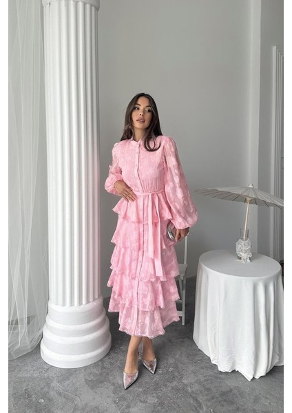 Mint Uzun Volanlı Elbise modelleri