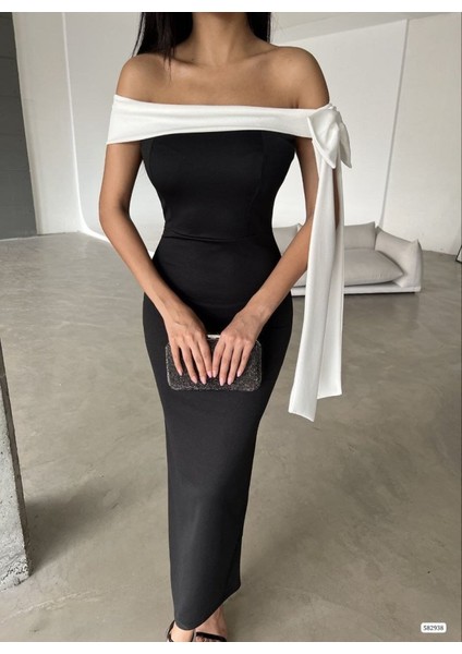 Kadın Madonna Yaka Skuba Krep Kumaş Kurdale Detay Elbise modelleri
