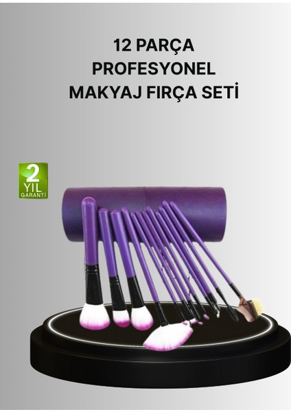 12’li Makyaj Fırça Seti Fondöten Allık Far Karıştırma Için Tam Uyumlu