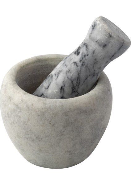 Mithra Life Lüks Doğal Desenli Açık Gri Mermer Oyma Havan ve Tokmak MIT1252