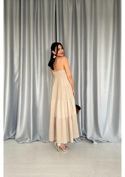 Ekru Askılı Parçalı Müslin Elbise fırsatları