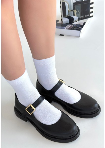 Yokox Siyah Cilt Oxford Ayakkabı