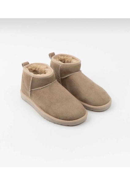 Süet Yarım Bot Içi Tüylü Kalın Taban Ayakkabı
