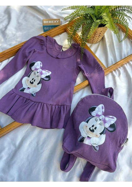Mıckey Çantalı Elbise Mor 35