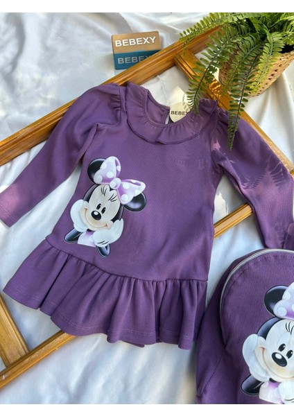 Mıckey Çantalı Elbise Mor 35 modelleri