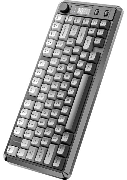 M75 Kablosuz 2.4ghz Kablosuz + Bt Çift Modlu Klavye LED Ekranlı Oyun Klavyesi ile Pbt Knob Rainbow modelleri