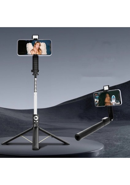 2in1 Selfie Stick Tripod – 170CM Uzatılabilir, Bluetooth Kablosuz Uzaktan Kumanda, 3 Modlu LED Dolgu Işığı, Type-C Şarjlı, Ios & Android Uyumlu | NP-01S