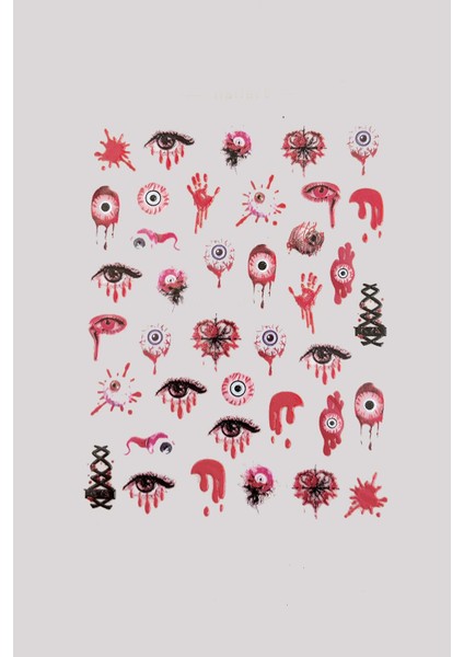 Halloween Cadılar Bayramı Korkunç Gözler Tırnak Stickerı