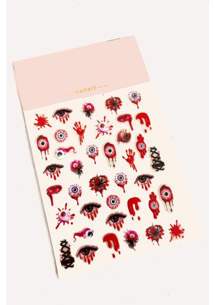 Halloween Cadılar Bayramı Korkunç Gözler Tırnak Stickerı fiyatları