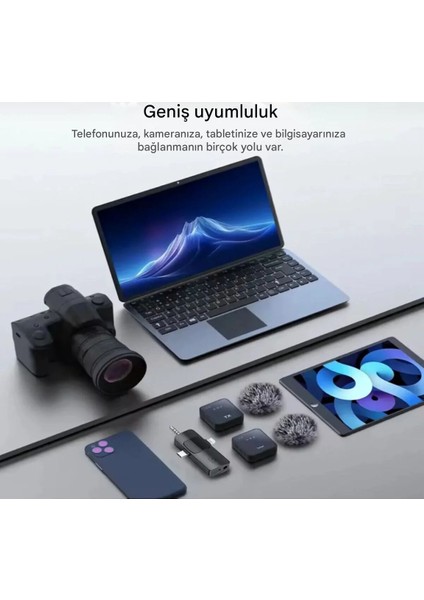 Kablosuz Tüylü Yaka Mikrofonu iPhone 3.5mm Aux iPhone Type-C Pc Tablet Video Kayıt Vlog Usb-C fırsatları