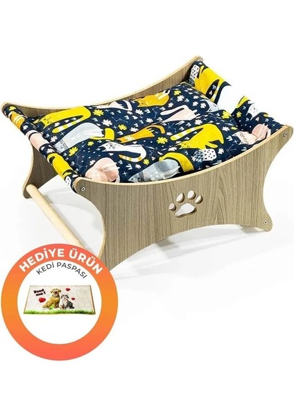 Kedi Köpek Hamağı | Ahşap Salıncak Yatak – Evcil Hayvanlar Için Rahat Hamağa Evi