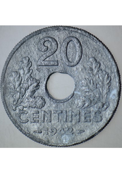 Fransa 20 Centımes 1942 Ikinci Dünya Savaşı Dönemi Çinko. Km 900.1 fiyatları
