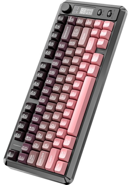 M75 Kablosuz 2.4ghz Kablosuz + Bt Çift Modlu Klavye LED Ekranlı Oyun Klavyesi ile Pbt Knob Rainbow fırsatları