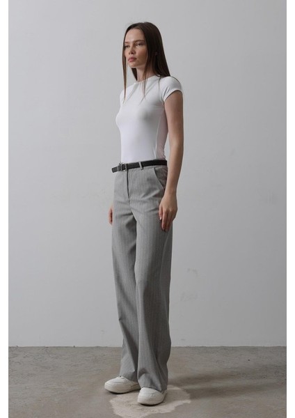 Kemerli Palazzo Pantolon - Haki-Beyaz fiyatları