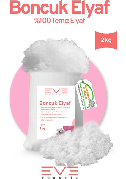 Yastık Yorgan Oyuncak Dolum Malzemesi Antialerjik Yapışmaz %100 Temiz Boncuk Elyaf 2 kg