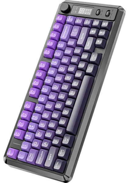 M75 Kablosuz 2.4ghz Kablosuz + Bt Çift Modlu Klavye LED Ekranlı Oyun Klavyesi ile Pbt Knob Rainbow indirimleri