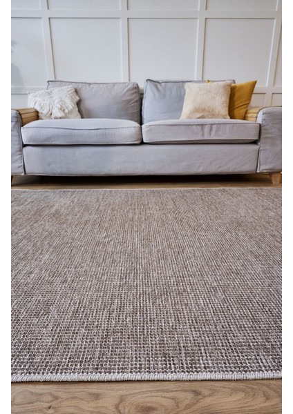 2412 Bej - Akrilik Dokuma Halı | Düz Renk Saçaklı Model