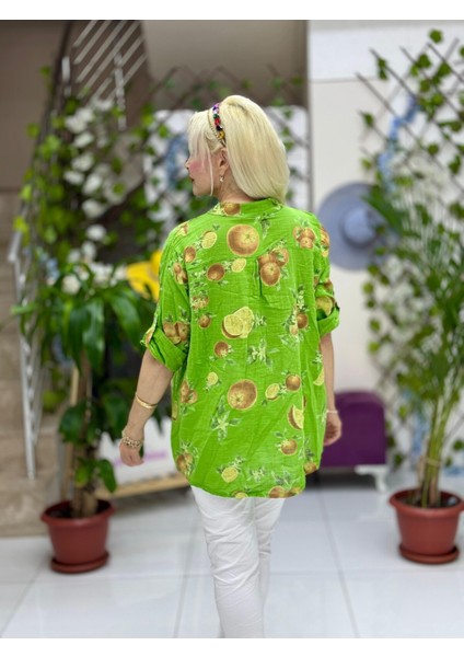 NC154553 Italyan Pamuk Keten Bluz Yeşil modelleri