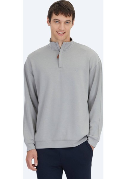 Gri Dik Yaka Sweatshırt