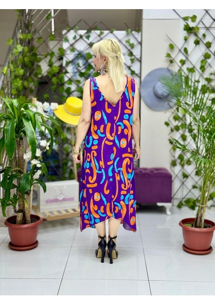 HL14042 Omzu Halkalı Askılı Viskon Hilal Elbise modelleri